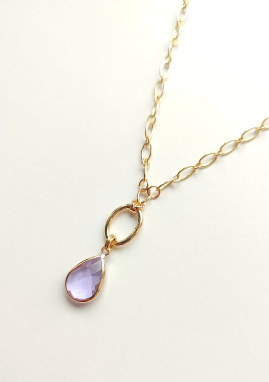Purple Drop Pendant Necklace
