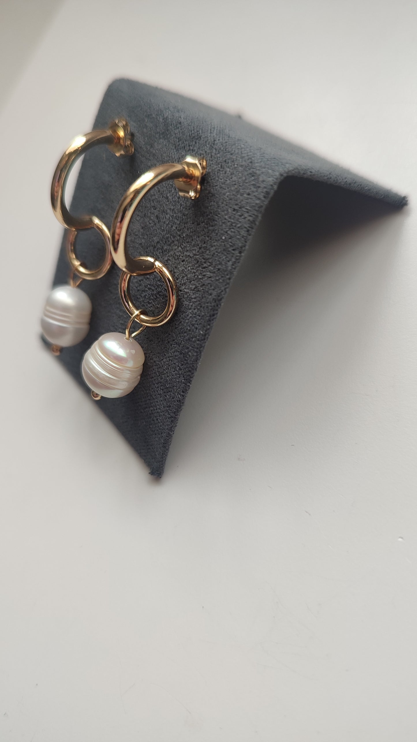 Hoop and Pearl Drop Earrings