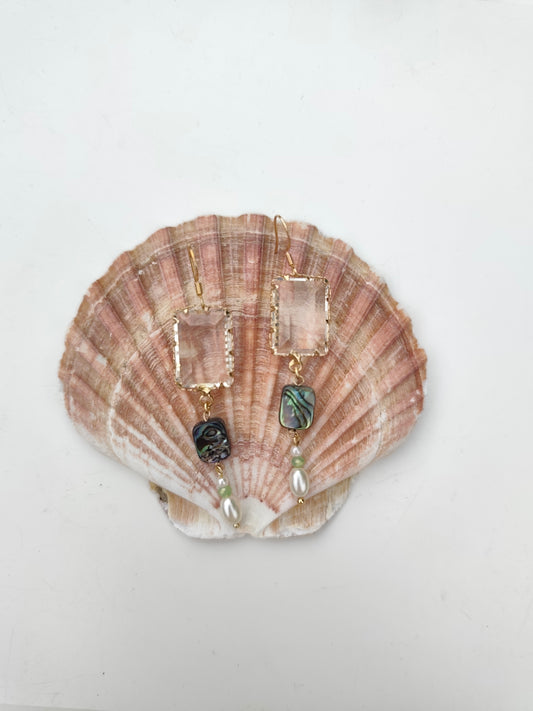 Glass, Abalone and Pearl Earrings