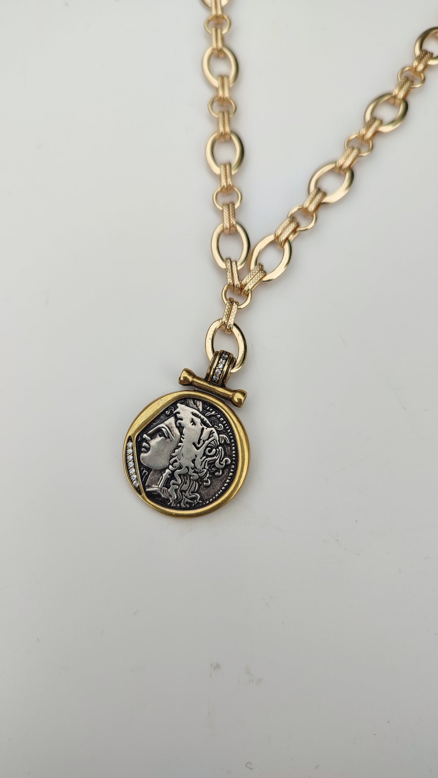 'Medusa' Coin Pendant with Chunky Chain